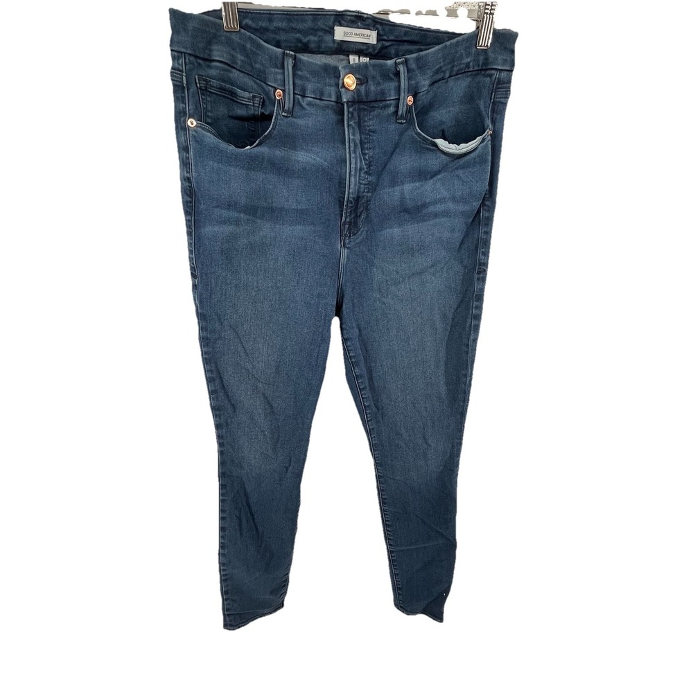 Good American Jeans Womens 16 Blue Good Leg Skinny Hi Rise Stretch Denim Zip Fly